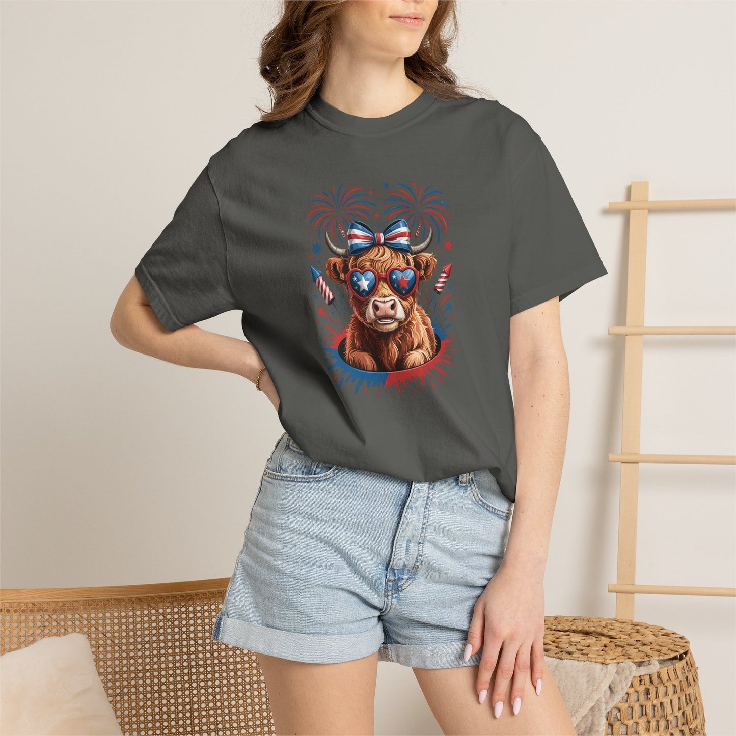 Patriotic Cowboy Bear T-Shirt — 4th of July Fireworks Graphic Tee