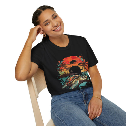 Sea Turtle Sunset T-Shirt — Tropical Beach Graphic Tee