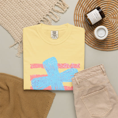 Cross & Stripes T-Shirt — Retro Coastal Church Graphic Tee