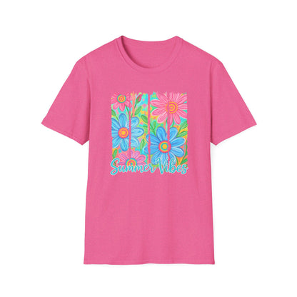 Summer vibes floral tee- Gildan softstyle