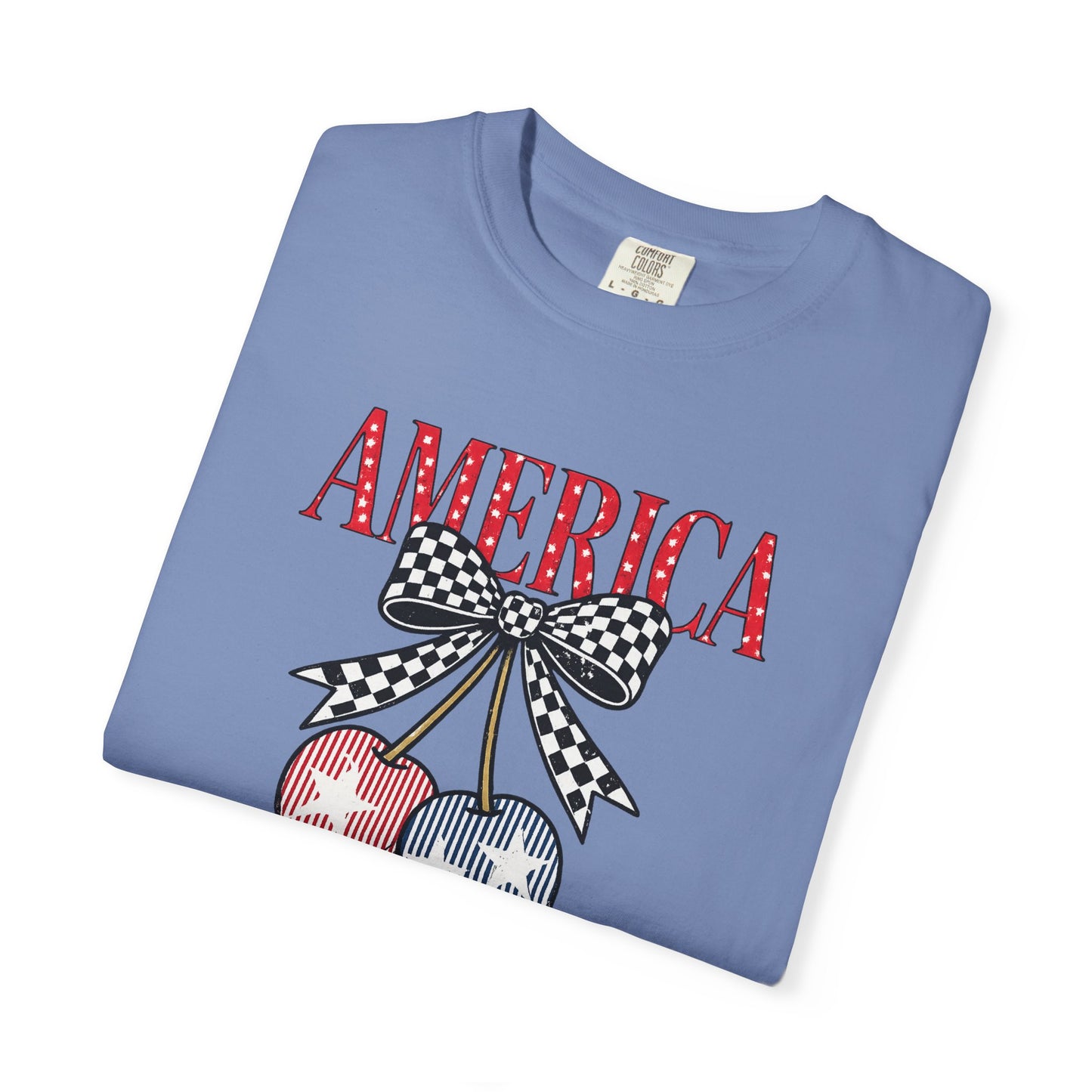 America Cherry Graphic T-Shirt — Patriotic 4th of July Tee