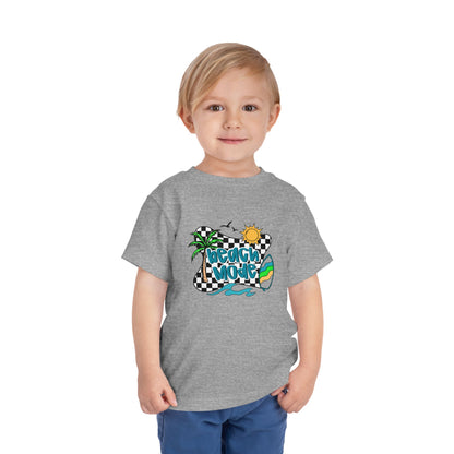 Toddler Tee — "Beach Vibes" Surfboard & Palm Tree Graphic