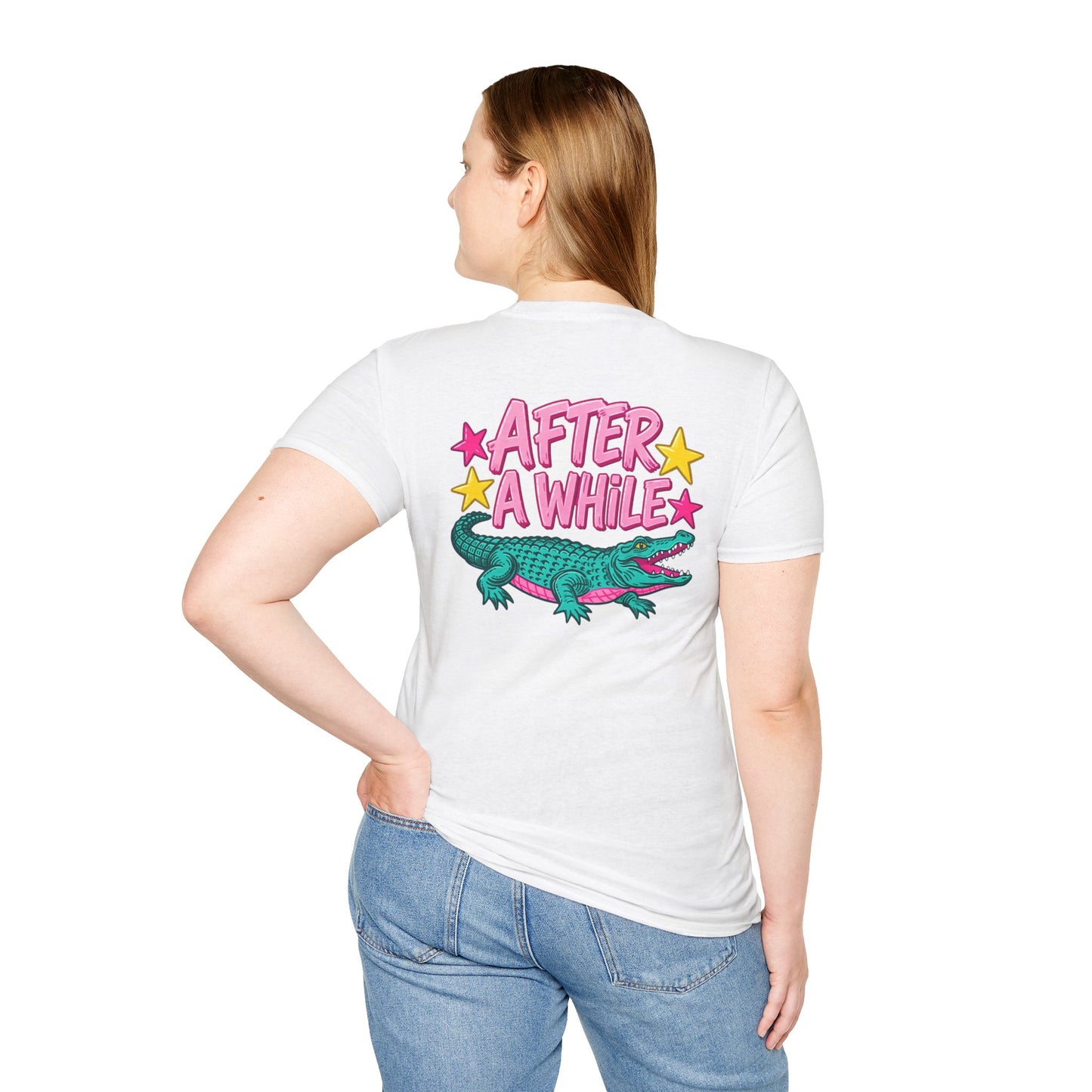 Later Alligator T‑Shirt — Retro Cartoon Gator "Later/After A While" Graphic Tee