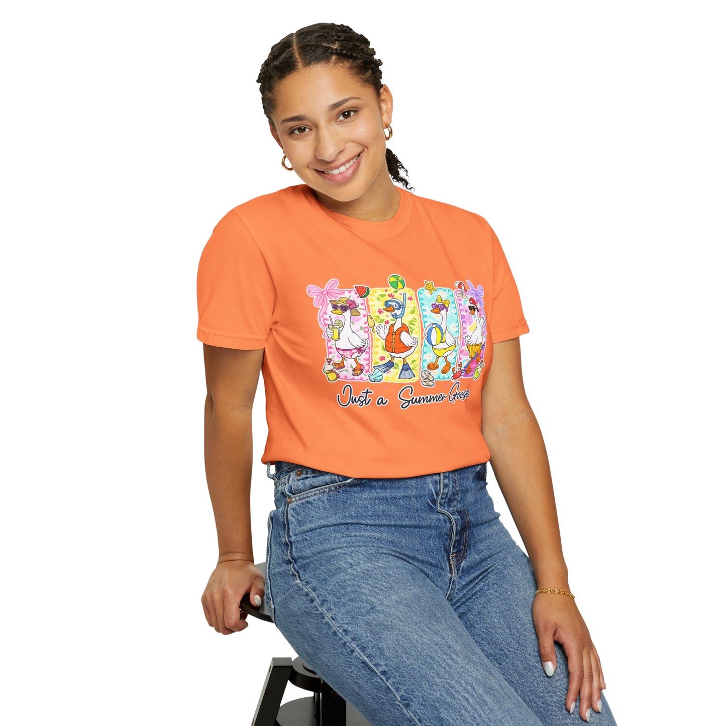 Summer Goose T‑Shirt — "Just a Summer Goose" Cute Beach Cartoon Tee