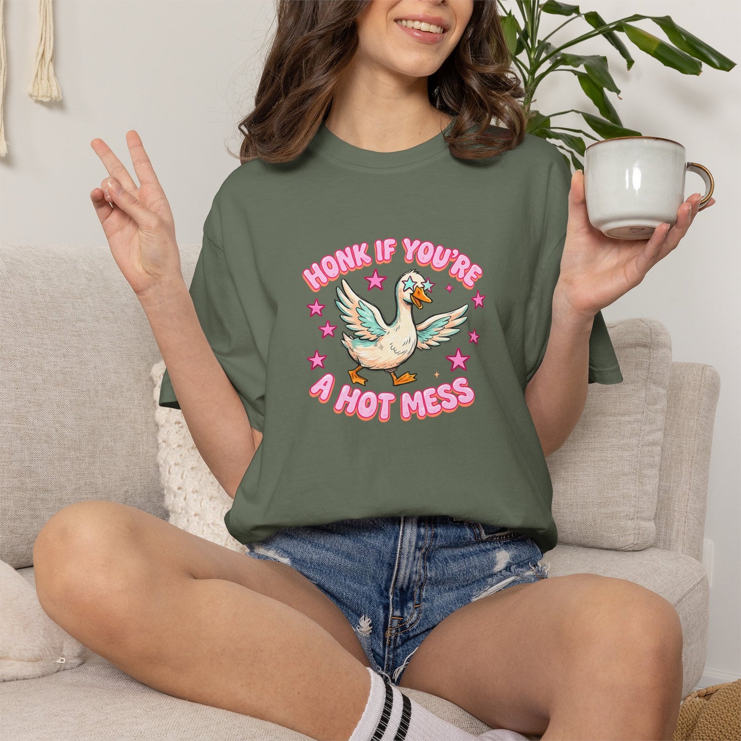 T-Shirt — 'Honk If You're A Hot Mess' Duck Graphic Tee