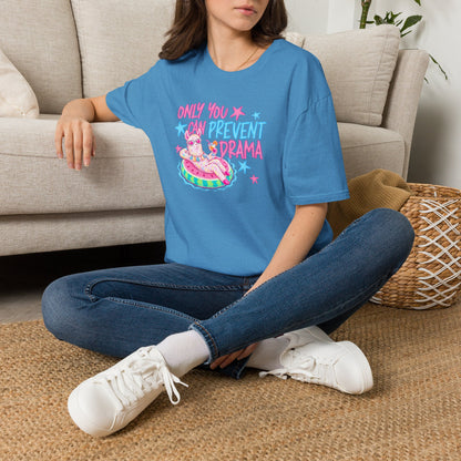 Only You Can Prevent Drama T-Shirt — Cute Llama Pool Float Graphic Tee