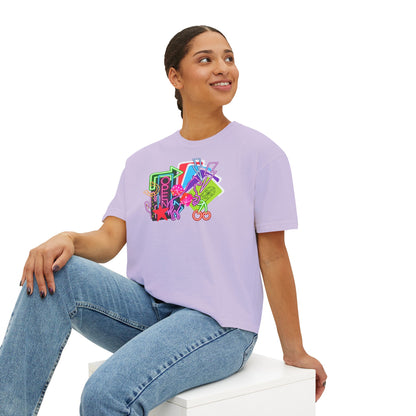Retro Neon Makeup Graphic Tee — Women's Boxy Tee