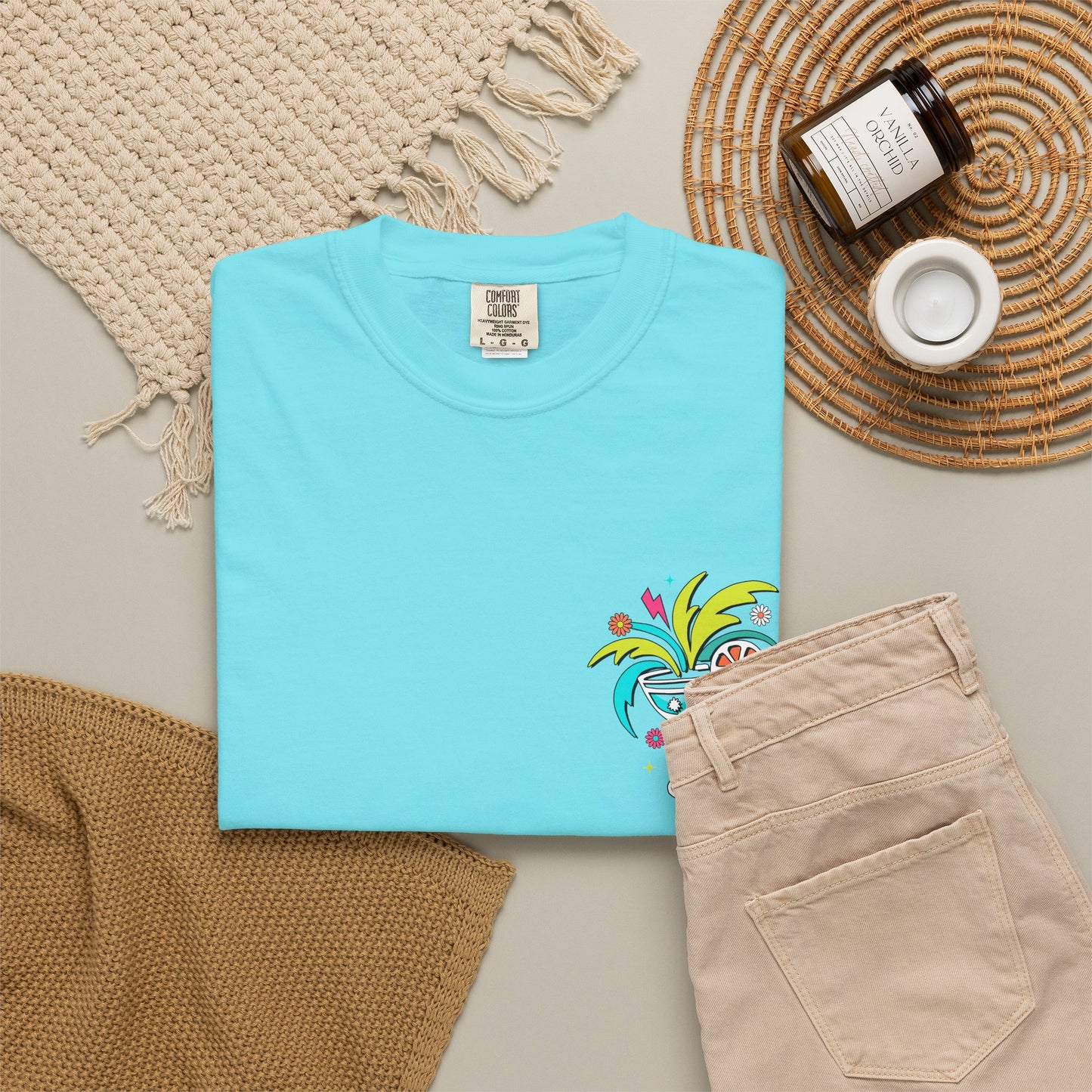T-Shirt — "Tanned and Tipsy" Colorful Tropical Cocktail Tee
