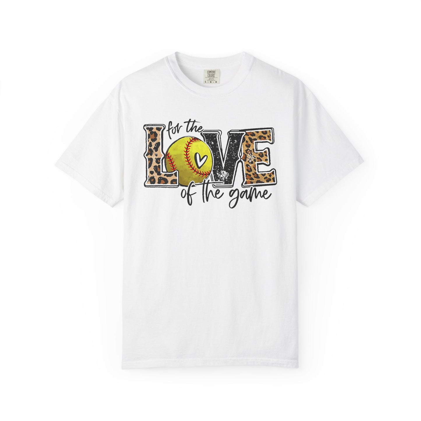 Love of the Game Softball T-Shirt — Leopard Print Tennis Ball Design