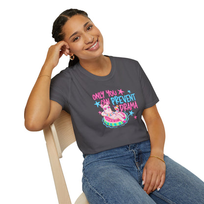 Only You Can Prevent Drama T-Shirt — Cute Llama Pool Float Graphic Tee