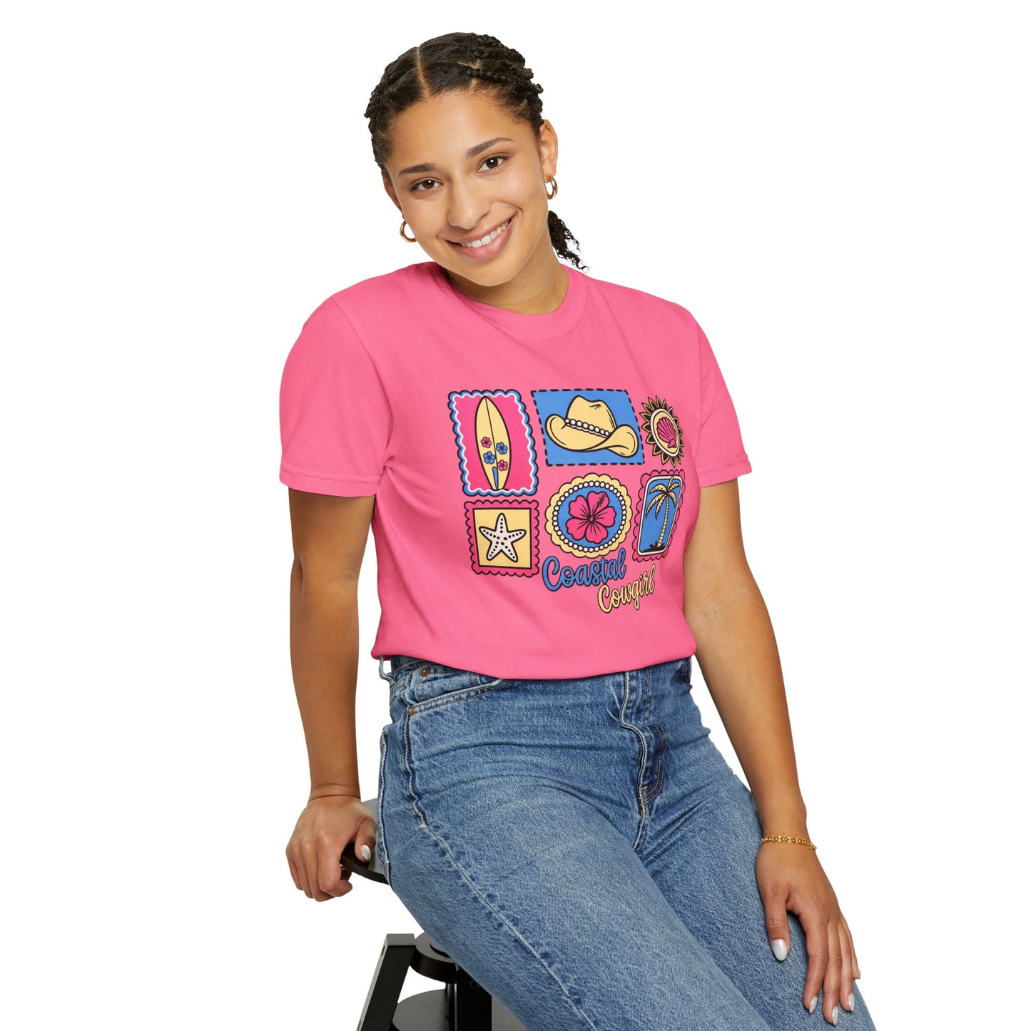 Coastal Cowgirl Graphic T-Shirt — Retro Beach Icons Tee