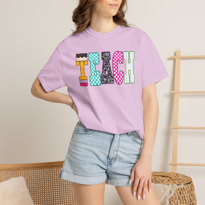 Teach Colorblock Graphic T-Shirt — Fun Teacher Appreciation Tee