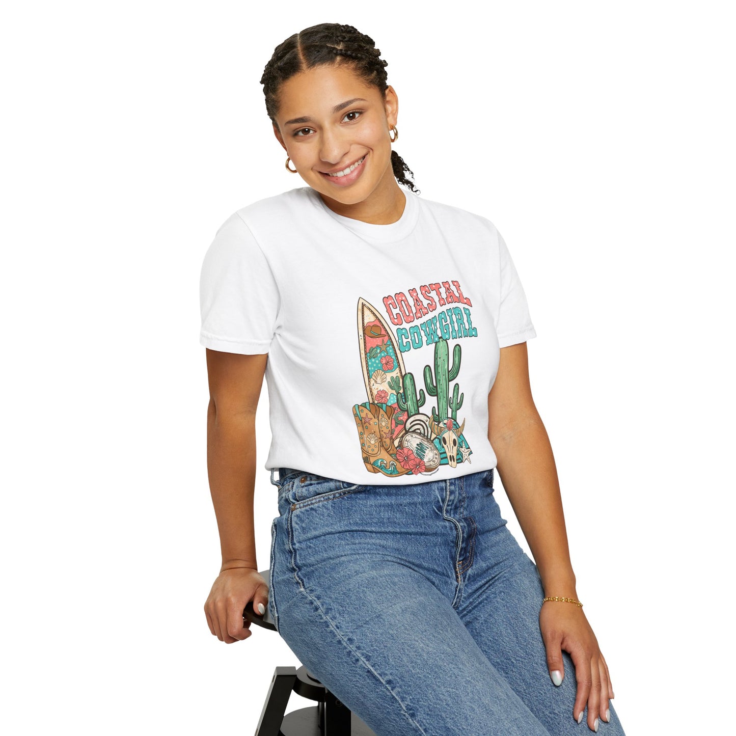 Coastal Cowgirl T-Shirt — Vintage Surf & Cactus Beach Graphic