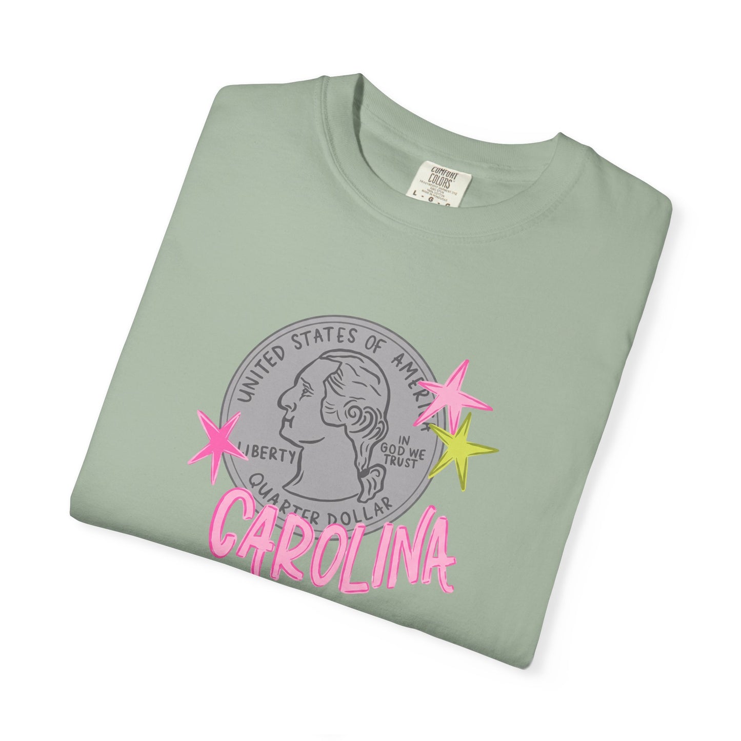 California Coin Graphic Tee — 'California' Retro Neon Stars T-Shirt