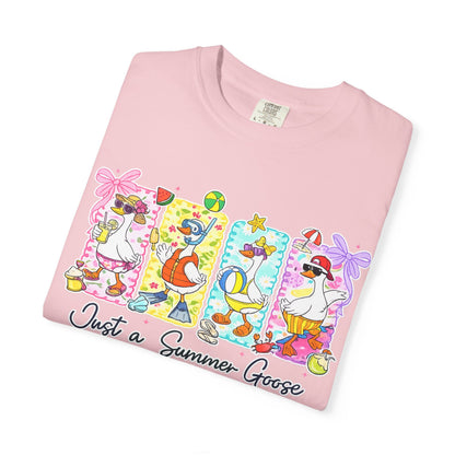 Summer Goose T‑Shirt — "Just a Summer Goose" Cute Beach Cartoon Tee