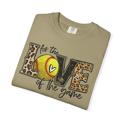 Love of the Game Softball T-Shirt — Leopard Print Tennis Ball Design
