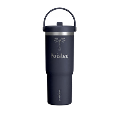 Personalized 32oz Tumbler - Palm Tree Name Engraved Travel Bottle