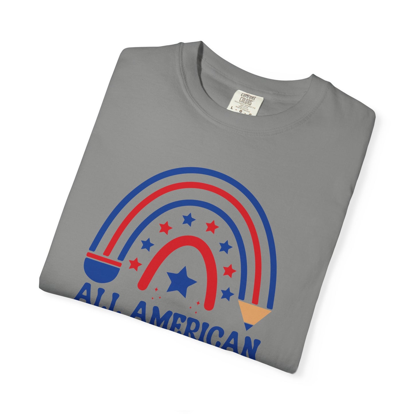 All American Teacher T-Shirt — Patriotic Rainbow Teacher Top