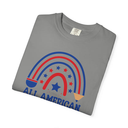 All American Teacher T-Shirt — Patriotic Rainbow Teacher Top