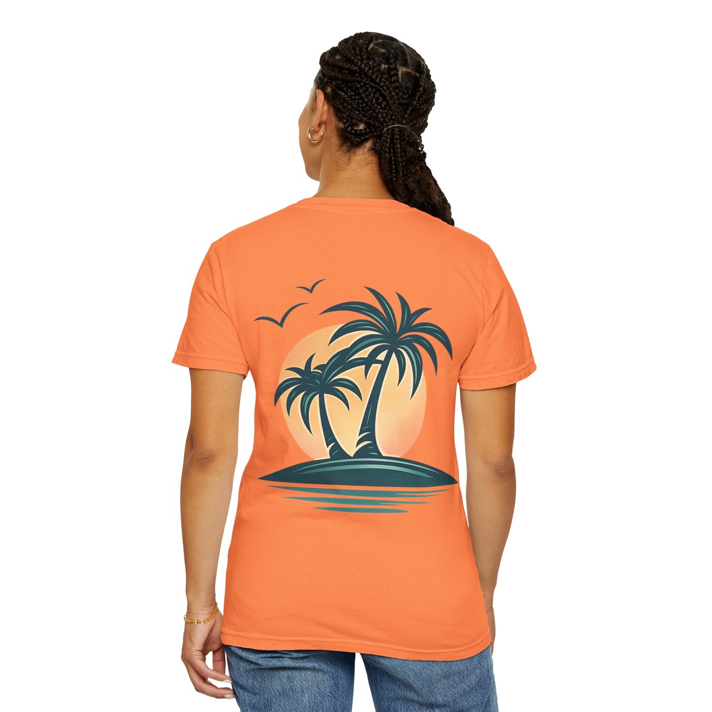 Palm Island Sunset T-Shirt — Tropical Beach Graphic Tee