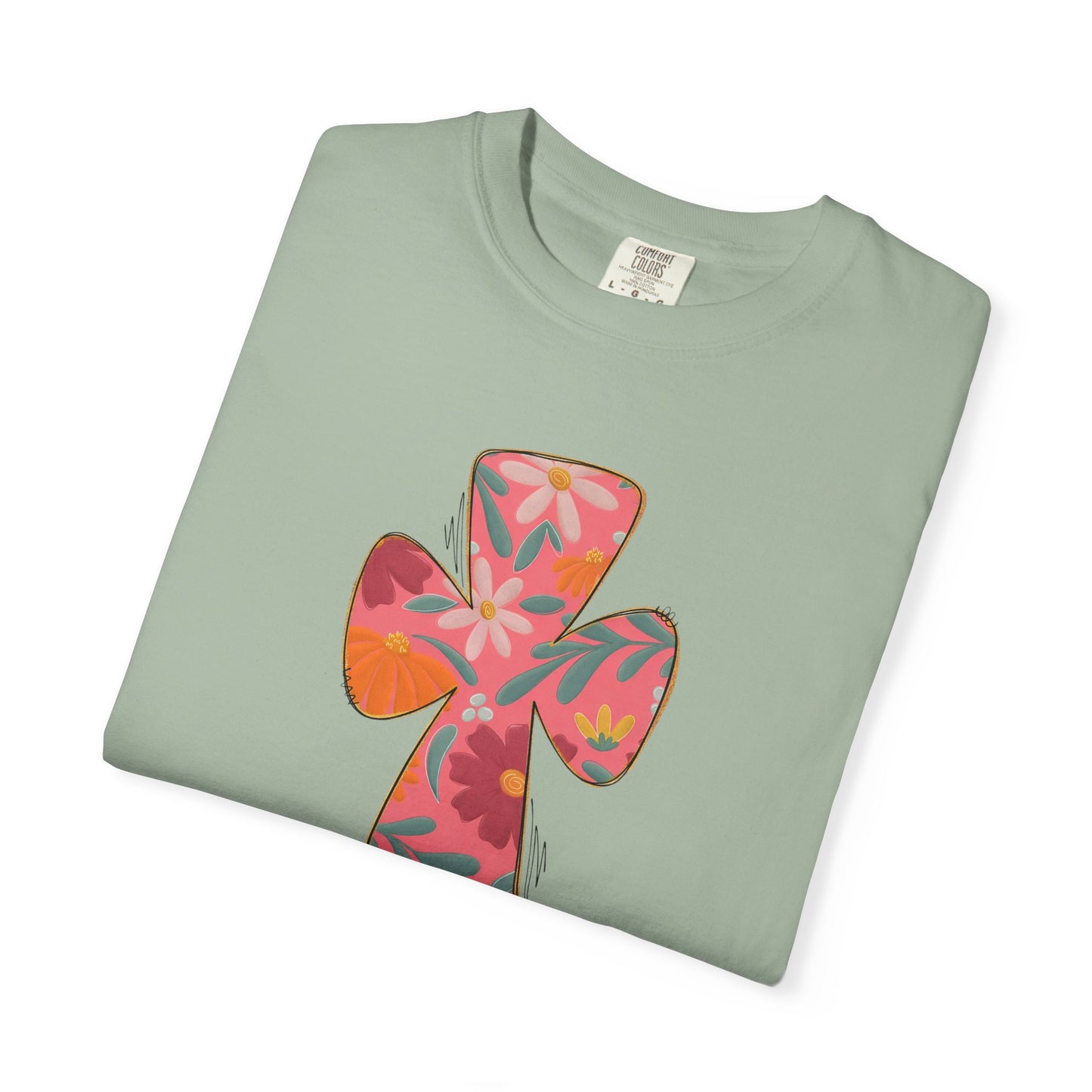 Floral Cross T-Shirt — Tropical Flower Graphic Tee