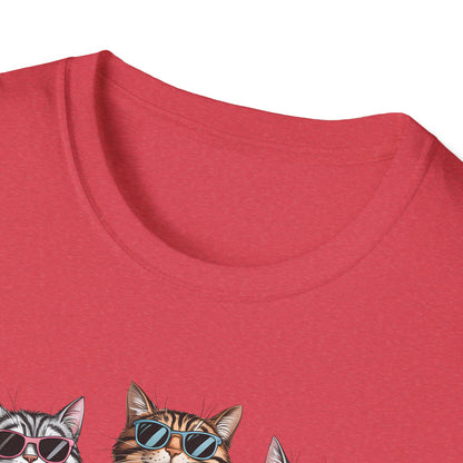 Funny Cats in Bathing Suits T-Shirt — Retro Trio Cat Beach Tee