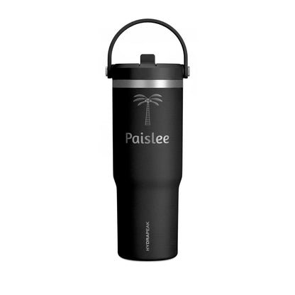 Personalized 32oz Tumbler - Palm Tree Name Engraved Travel Bottle