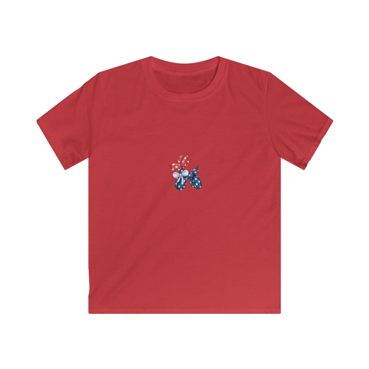 Kids Tee - Cute Patriotic Balloon Dog Silhouette (Red & Blue)