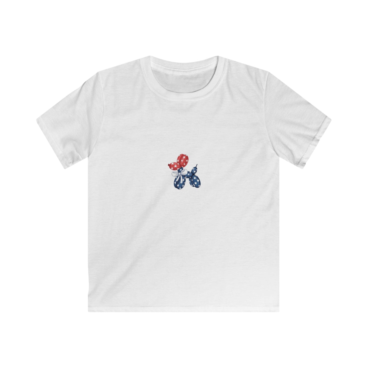 Kids Tee - Cute Patriotic Balloon Dog Silhouette (Red & Blue)