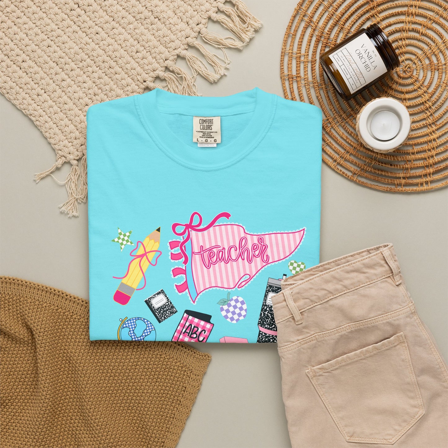 Teacher Essentials T-Shirt — Fun School Supplies Graphic