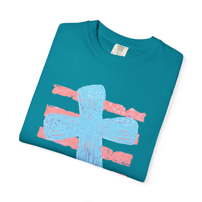 Cross & Stripes T-Shirt — Retro Coastal Church Graphic Tee