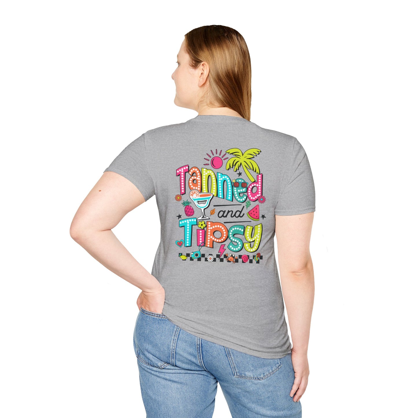 T-Shirt — "Tanned and Tipsy" Tropical Cocktail Graphic Tee