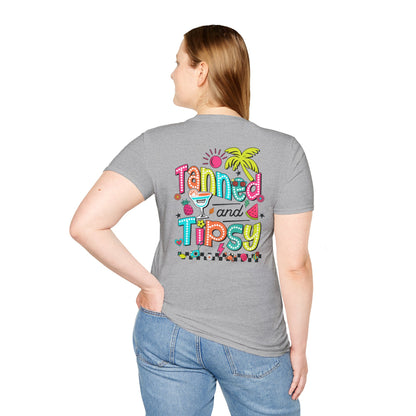 T-Shirt — "Tanned and Tipsy" Tropical Cocktail Graphic Tee