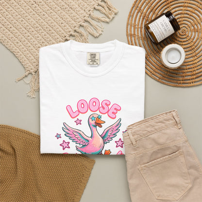 Loose as a Goose T-Shirt — Cute Retro Pink Goose Graphic Tee