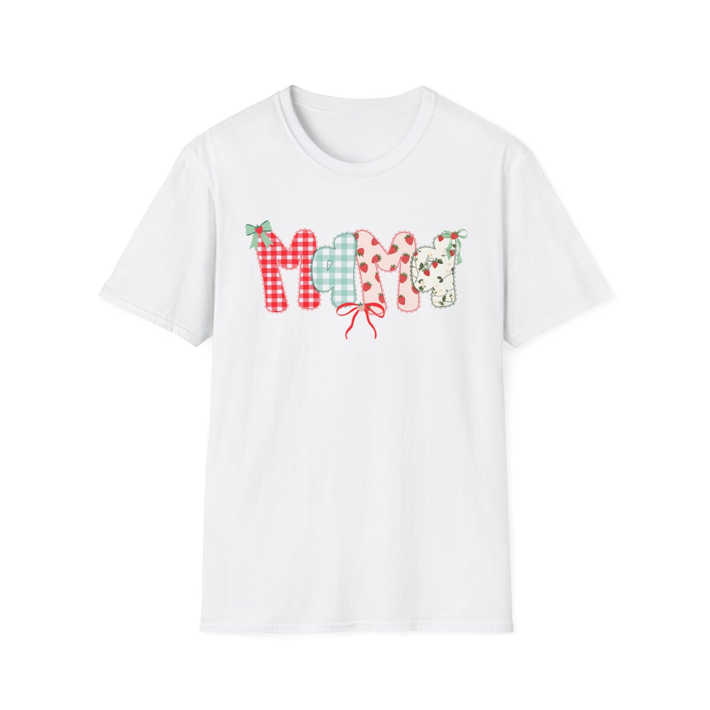 Mama Patterned Patchwork T-Shirt — Floral & Gingham "Mama" Design, Cute Mother's Day Gift
