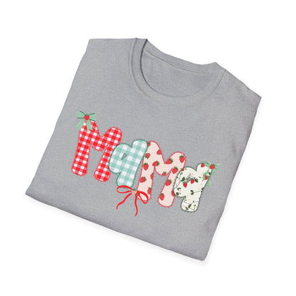 Mama Patterned Patchwork T-Shirt — Floral & Gingham "Mama" Design, Cute Mother's Day Gift