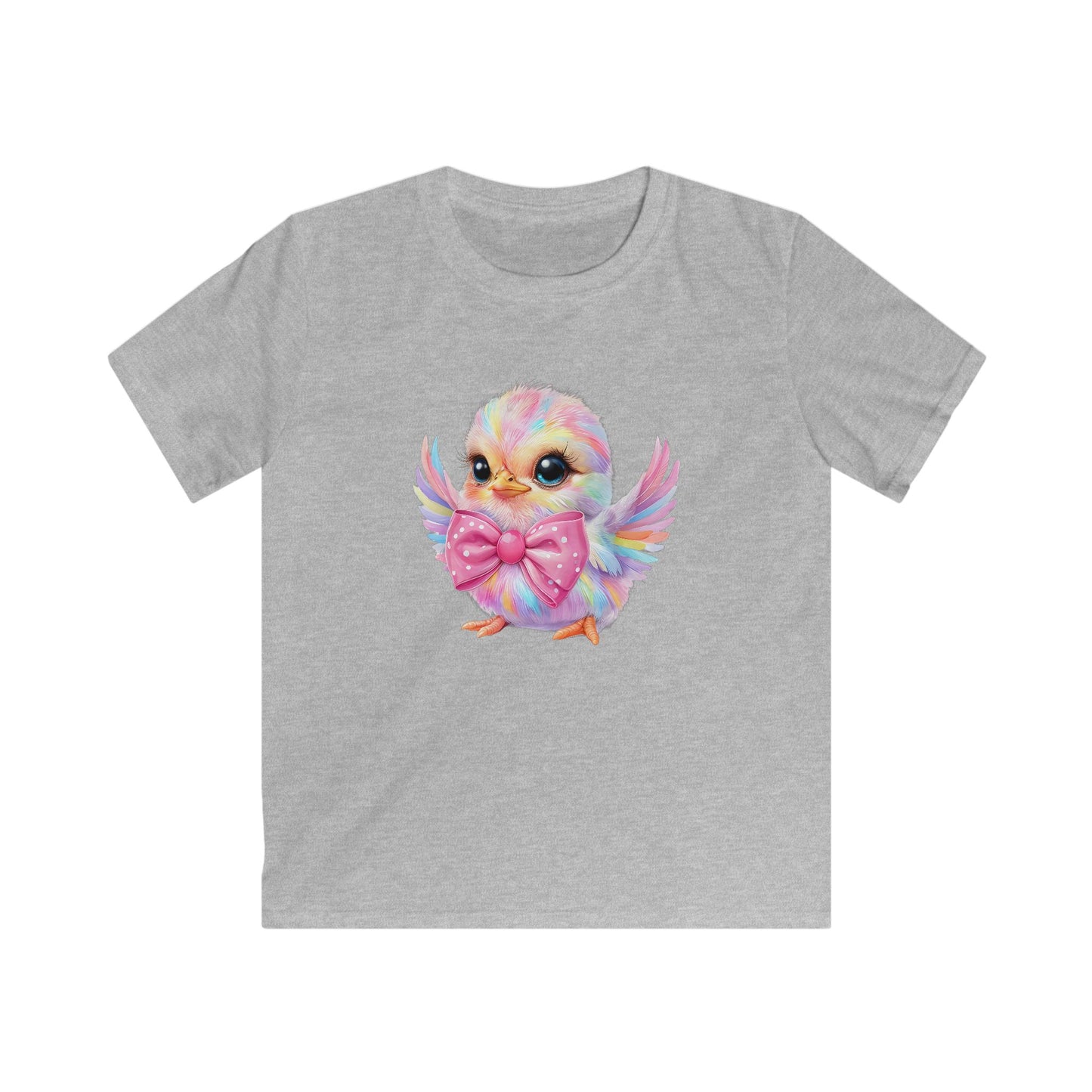 Kids Tee — Cute Pastel Chick with Bow | Adorable Rainbow Baby Bird Shirt for Toddlers