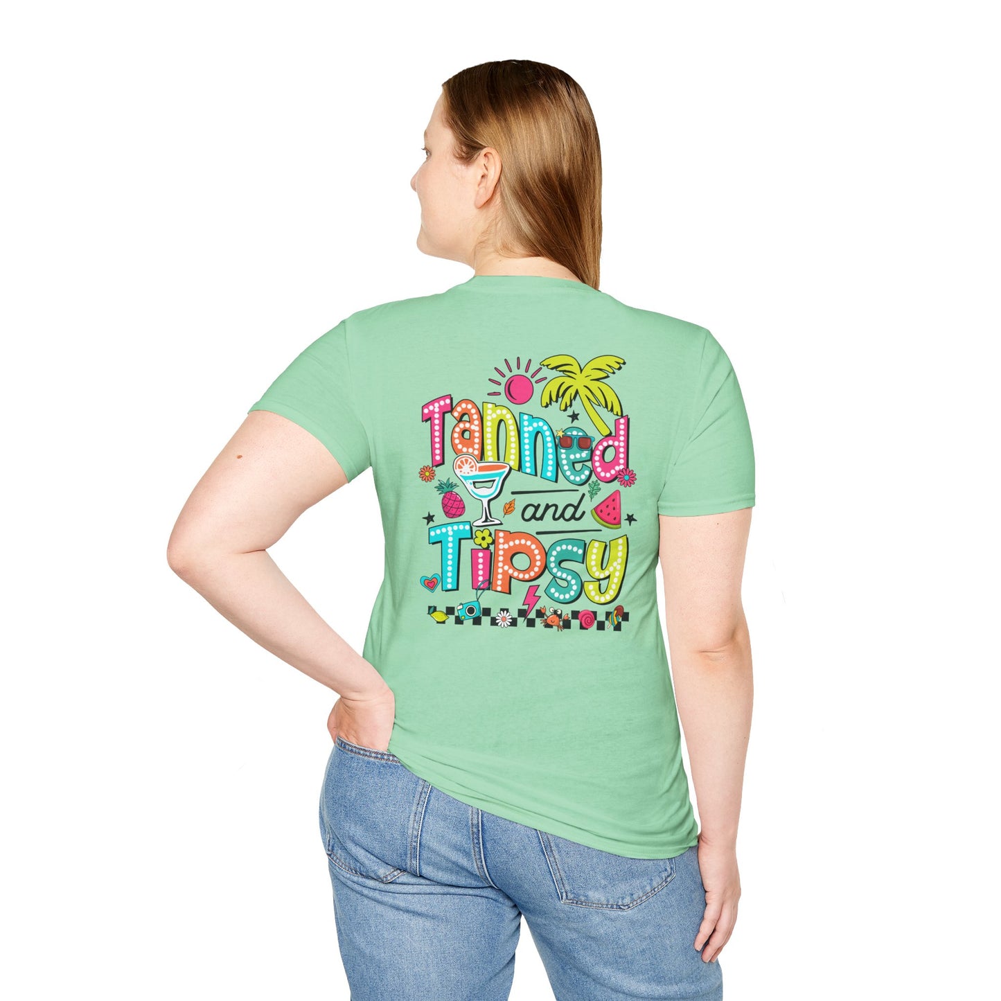 T-Shirt — "Tanned and Tipsy" Tropical Cocktail Graphic Tee