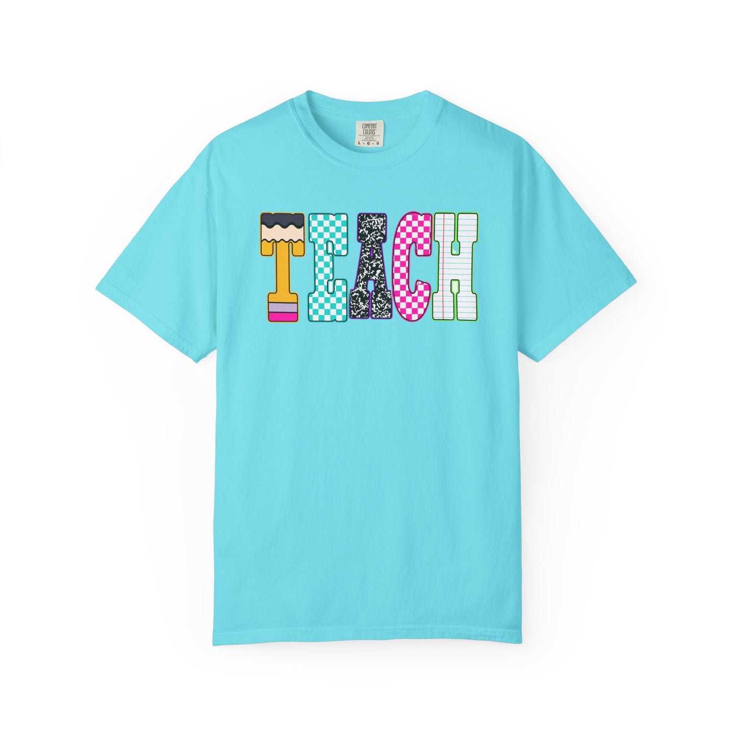 Teach Colorblock Graphic T-Shirt — Fun Teacher Appreciation Tee