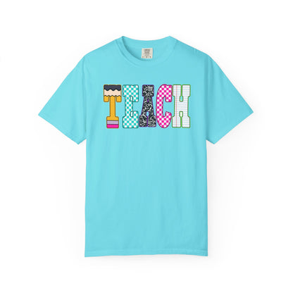 Teach Colorblock Graphic T-Shirt — Fun Teacher Appreciation Tee