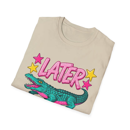 Later Alligator T‑Shirt — Retro Cartoon Gator "Later/After A While" Graphic Tee