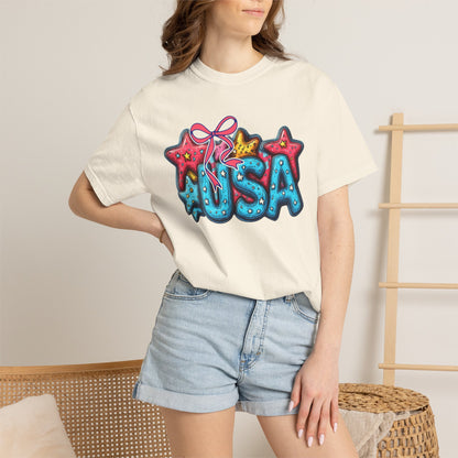 USA Star Balloon Graphic T-Shirt — Patriotic 4th of July Tee