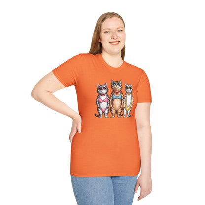 Funny Cats in Bathing Suits T-Shirt — Retro Trio Cat Beach Tee