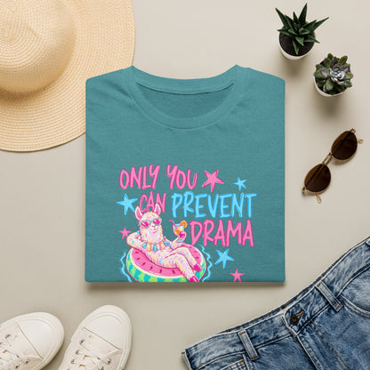 Only You Can Prevent Drama T-Shirt — Cute Llama Pool Float Graphic Tee