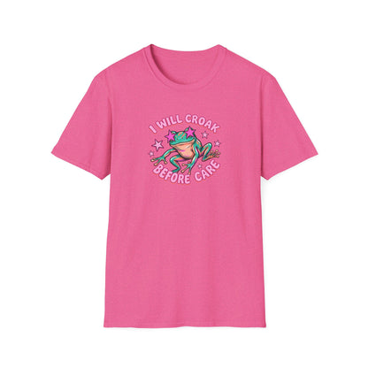 Funny Frog T-Shirt — "I Will Croak Before I Care" Cute Retro Frog Graphic Tee