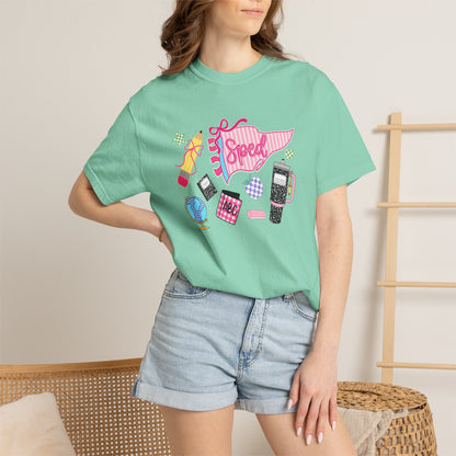 Retro Tech Collage T-Shirt — 'Speed' Graphic Tee for 90s Nostalgia