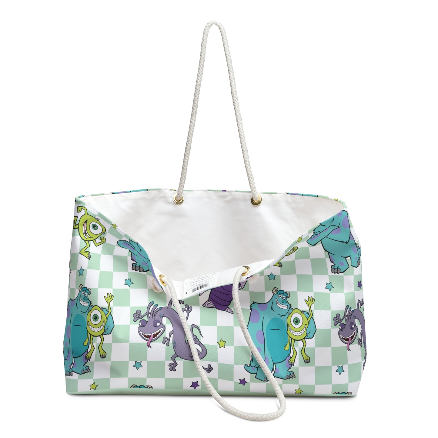 Cute Monster Checkered Weekender Bag — Kids’ Travel Tote (Mike, Sulley & Friends)