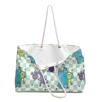 Cute Monster Checkered Weekender Bag — Kids’ Travel Tote (Mike, Sulley & Friends)