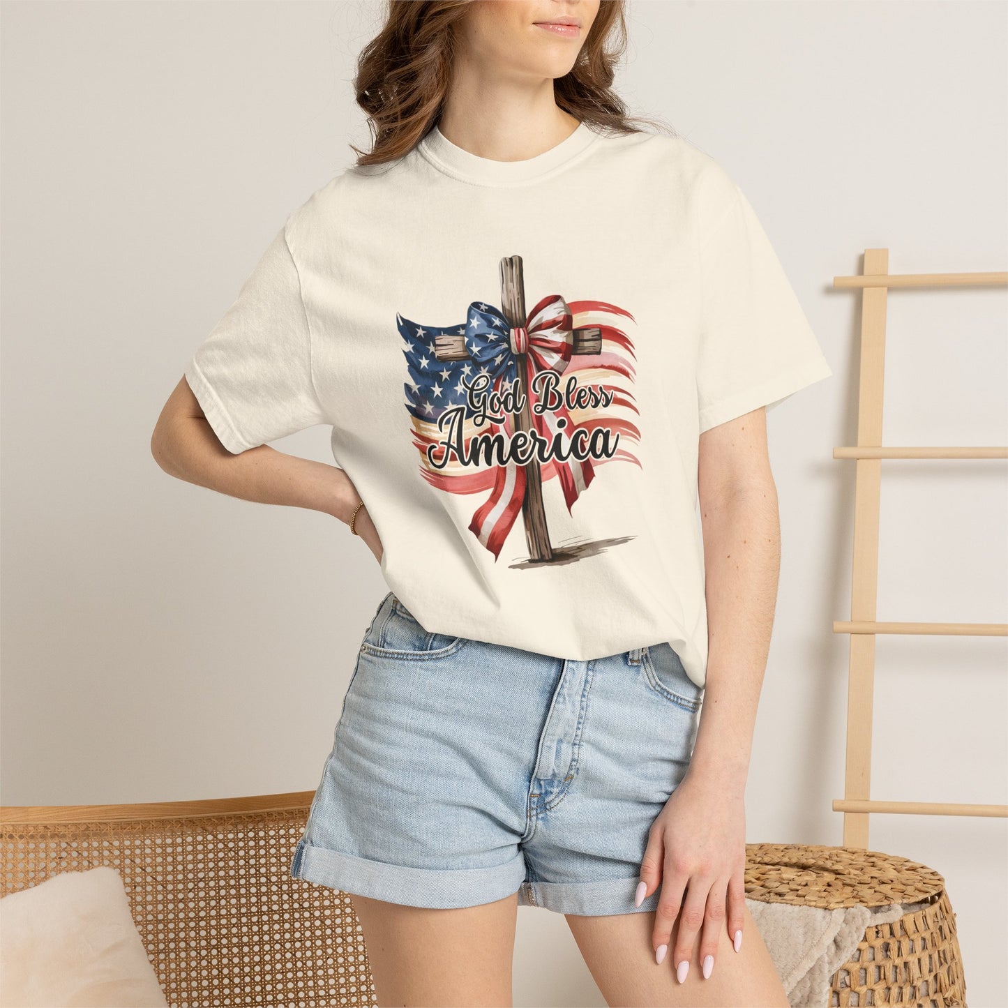 God Bless America Flag & Cross T-Shirt