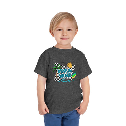 Toddler Tee — "Beach Vibes" Surfboard & Palm Tree Graphic